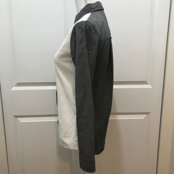 Jonathan Simkhai Gray and White Button Down Shirt - Picture 3 of 7